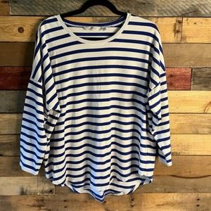 Vineyard Vines Blue And White Stripe‎ 3/4 Sleeve Top Size Medium